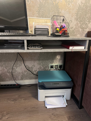 Письменный стол Леон Лофт черный матовый / дуб вотан фото покупателя 77