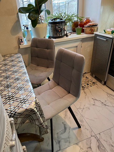 Стул на металлокаркасе Чилли К светло-серый велюр / черный каркас фото покупателя 1312