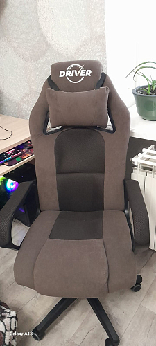 Компьютерное кресло Driver/Драйвер кожзам черный / ткань синий фото покупателя 36