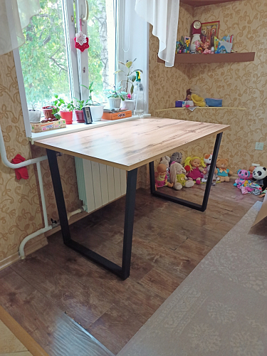 Стол Лота Лофт 140 25 мм черный матовый / дуб вотан фото покупателя 917