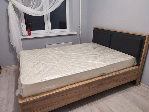 Двуспальная кровать Клауд 160х200 парящая дуб крафт золотой / антрацит фото покупателя 277