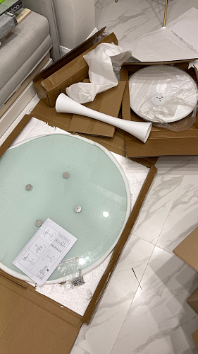 Стеклянный стол Tulip 90 black glass фото покупателя 16