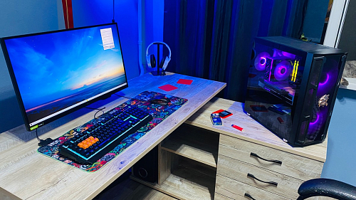 Компьютерный стол КСТ-109П правый дуб сонома / белый фото покупателя 11