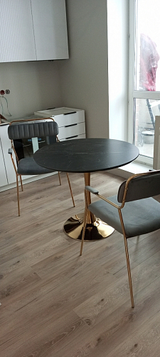 Стол Тулип 90х73 белый мрамор / золото фото покупателя 114