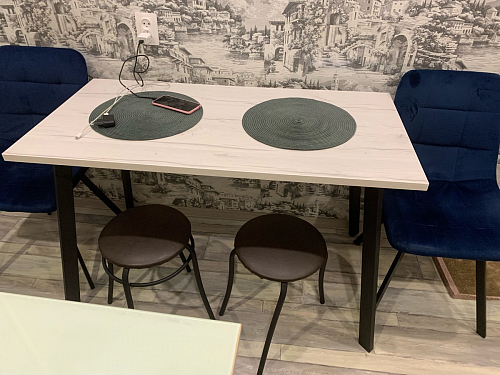 Деревянный стол Барон О 160 х 90 белая пленка шагрень / черный фото покупателя 25