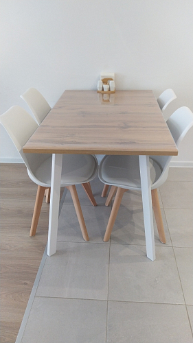 Деревянный стол Колон Лофт 120(160) х 75 черный матовый / бетон фото покупателя 74