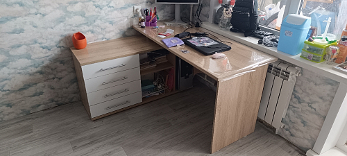 Компьютерный стол КСТ-109П правый дуб сонома / белый фото покупателя 29