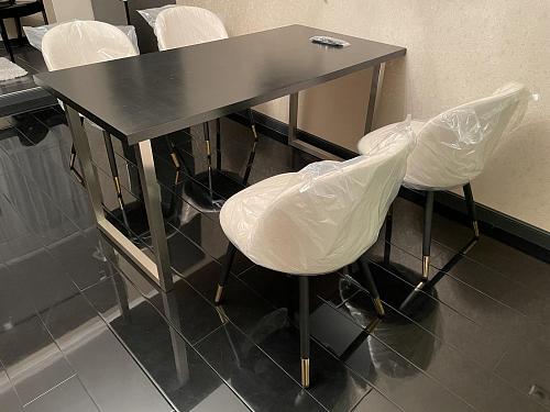 Стул на металлокаркасе Gabi 1 light blue / black / gold фото покупателя 890