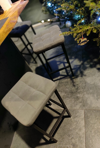 Барный стул Лофт ткань канди крем / черный матовый фото покупателя 28