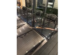 Стеклянный стол Денхольм 240(290)х100х75 белый мрамор / черный фото покупателя 2