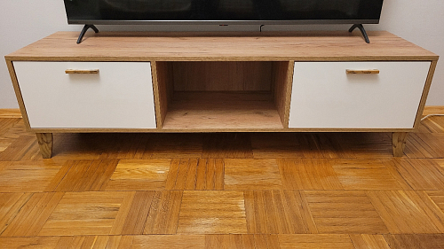 ТВ-тумба Эго Т-3 на ножках бетон светлый / белый глянец фото покупателя 39