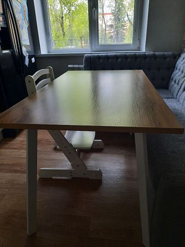 Стол Тринити Лофт 120 32 мм дуб галифакс табако / черный матовый фото покупателя 235