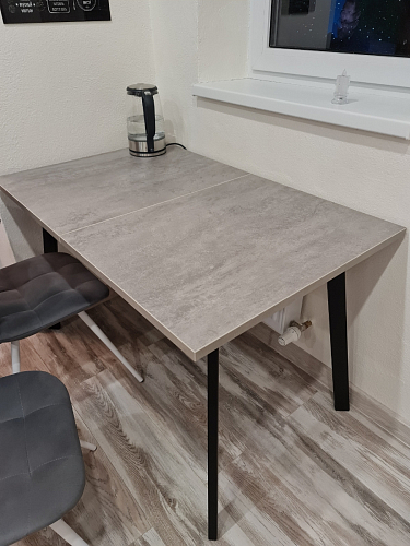 Деревянный стол Колон Лофт 120(160) х 75 черный матовый / бетон фото покупателя 56