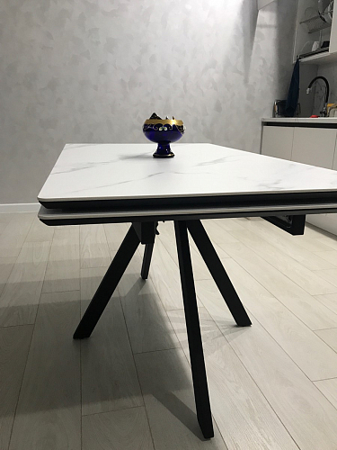 Керамический стол Вилли 140(200)х80 carmen light grey / черный фото покупателя 19