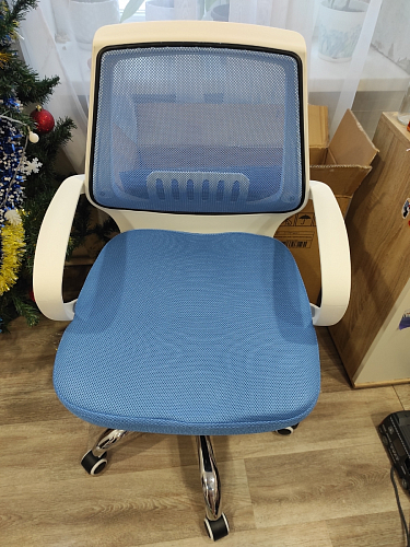 Компьютерное кресло Ergoplus белое / голубое фото покупателя 24