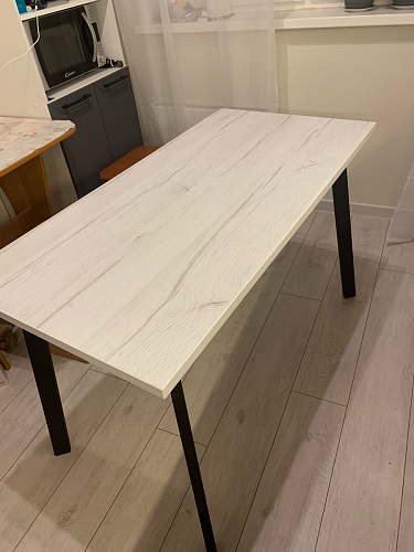 Деревянный стол Барон О 160 х 90 белая пленка шагрень / черный фото покупателя 70