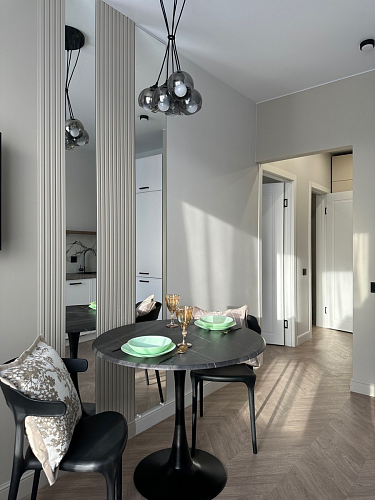 Стол Тулип 90х73 белый мрамор / золото фото покупателя 51