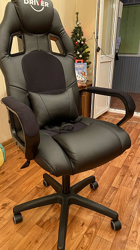 Компьютерное кресло Driver/Драйвер кожзам черный / ткань черный фото покупателя 156