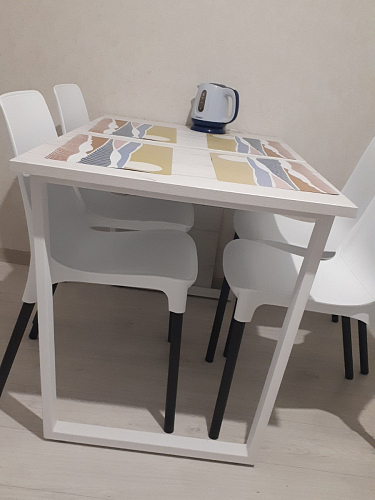 Деревянный стол Лота Лофт 120х75 белый матовый / дуб крафт золотой фото покупателя 344