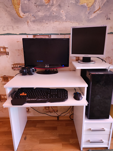 Стол компьютерный Джаз-24 правый белый фото покупателя 84