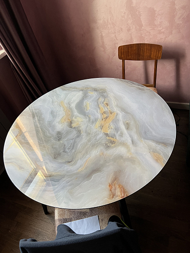 Стеклянный стол Анселм обсидиан / черный фото покупателя 7