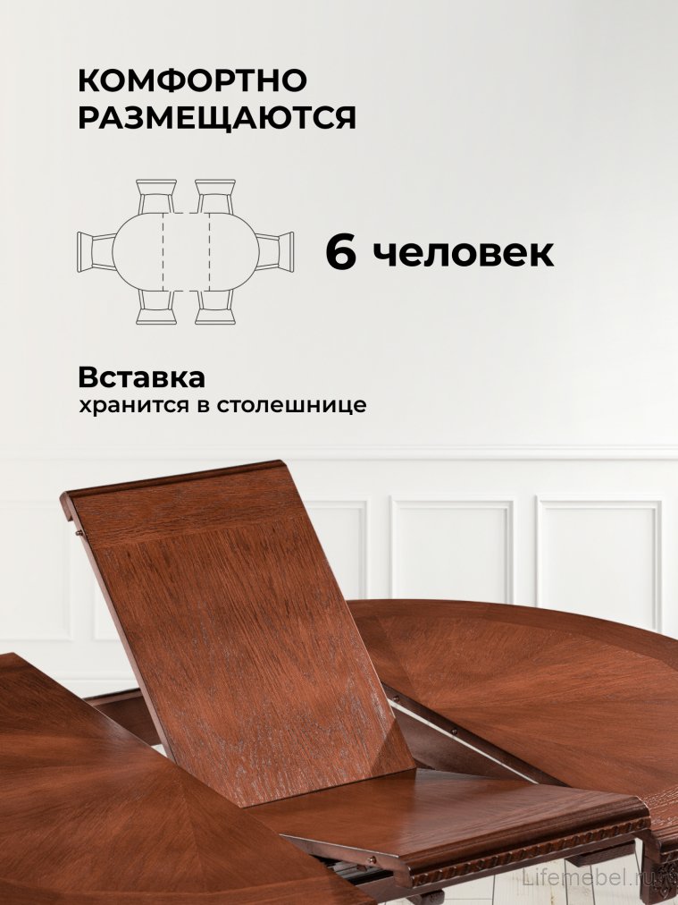 Деревянный стол Долерит круглый миланский орех