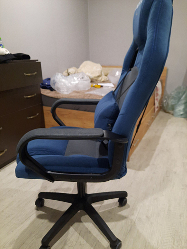 Компьютерное кресло Driver/Драйвер кожзам черный / ткань синий фото покупателя 90