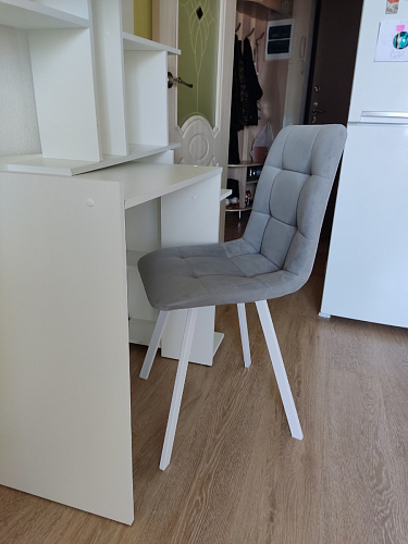 Стул на металлокаркасе Чилли синяя ткань / белый фото покупателя 410