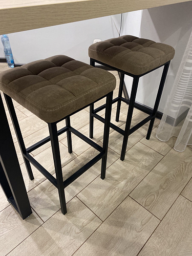 Барный стул Лофт кожзам темно-серый / черный матовый фото покупателя 52