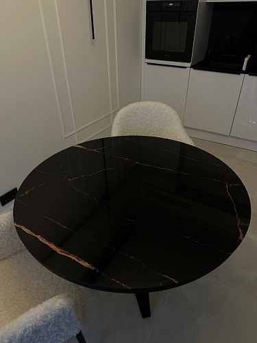 Стеклянный стол Нейтон белый мрамор / золото / белый фото покупателя 4