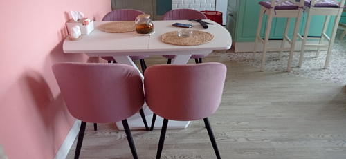 Стул на металлокаркасе Gabi 1 light blue / black / gold фото покупателя 746