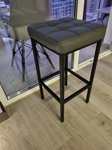 Барный стул Лофт кожзам темно-серый / черный матовый фото покупателя 43