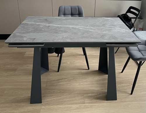 Керамический стол Бэйнбрук 120х80х76 серый мрамор / графит фото покупателя 1