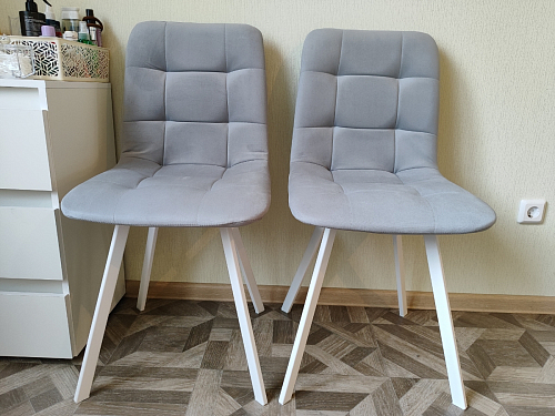 Стул на металлокаркасе Чилли синяя ткань / белый фото покупателя 446