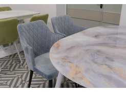 Стеклянный стол Кловис вставка стекло черный мрамор / черный из шоурума 5