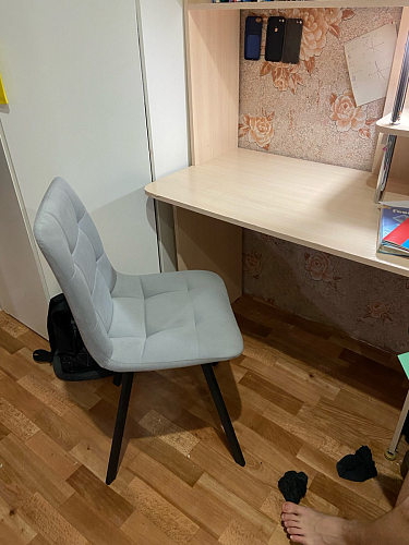 Стул на металлокаркасе Чилли К светло-серый велюр / черный каркас фото покупателя 1267