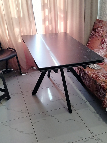 Керамический стол Вилли 140(200)х80 белый мрамор snow white / черный фото покупателя 36