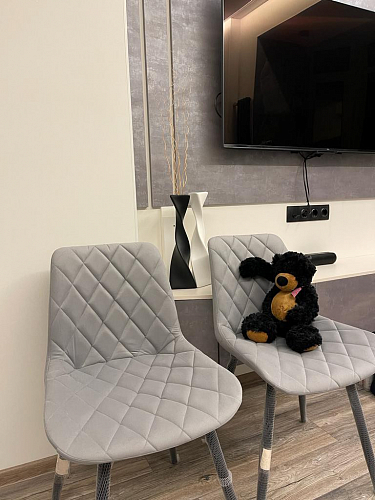 Стул на металлокаркасе Баодин К крутящийся фиолетовый teddy 944 / черный фото покупателя 1