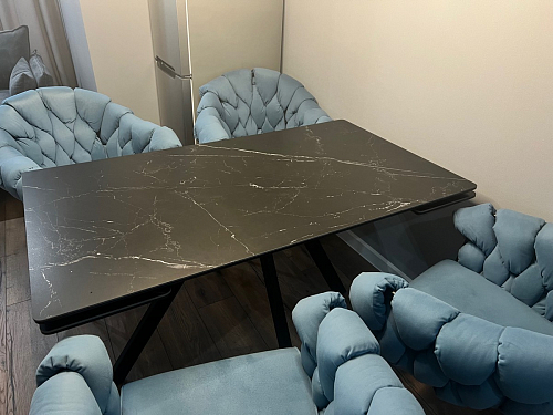 Керамический стол Вилли 140(200)х80 carmen light grey / черный фото покупателя 1