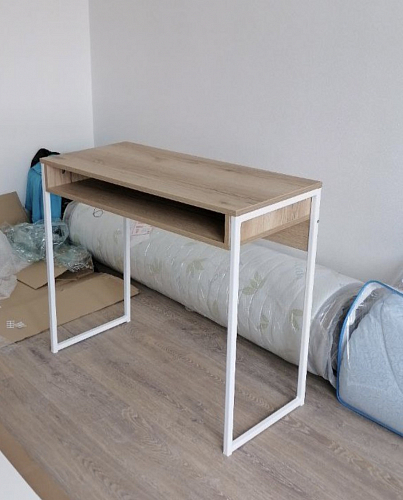 Письменный стол Лео Лофт дуб делано темный / белый матовый фото покупателя 20