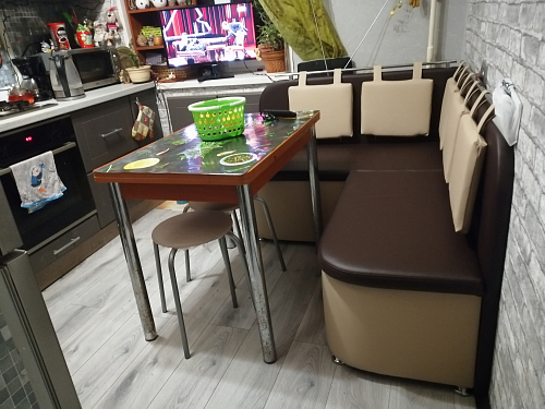 Кухонный диван Уют-2 левый экокожа черный фото покупателя 3