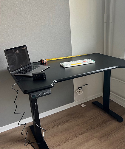 Компьютерный стол Маркос с механизмом подъема 120х75х75 черный / кантри орех фото покупателя 56