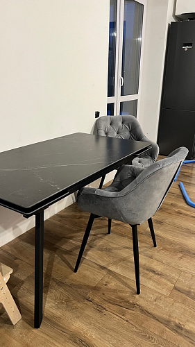 Керамический стол Норман 140(200)х80 серый мрамор larka grey / черный фото покупателя 40