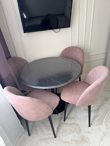 Стол Тулип 90х73 белый мрамор / золото фото покупателя 87