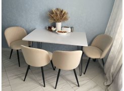 Стул на металлокаркасе Gabi 1 бежевый / черный с серебряными наконечниками фото покупателя 730