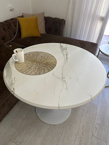 Стол Тулип 90х73 дуб вотан / белый  - Уцененный экземпляр фото покупателя 100