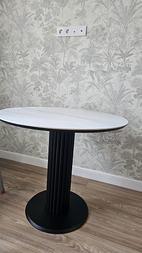 Керамический стол Кэмерон 90х90х75 белый мрамор snow white / черный фото покупателя 7