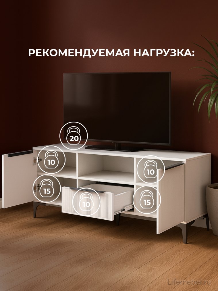 ТВ-тумба Иадама белый / белый глянец