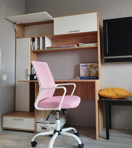 Письменный стол Лайт 03.243 дуб золотой (craft) / белый премиум фото покупателя 150