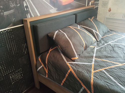 Двуспальная кровать Клауд 160х200 парящая дуб крафт золотой / антрацит фото покупателя 565